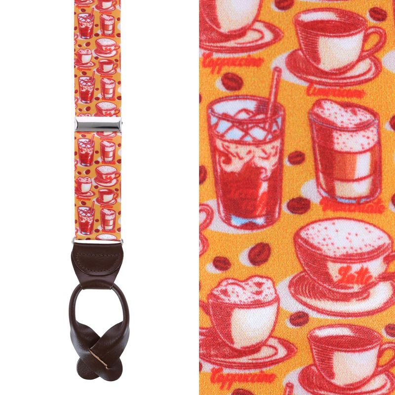 Trafalgar Men's Highly Caffeinated Silk Button End Suspenders — image 2 of 4